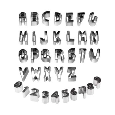 Stainless Steel Alphabet Letters & Number Cookie Cutter Set – Cake Decorating & Baking Tool